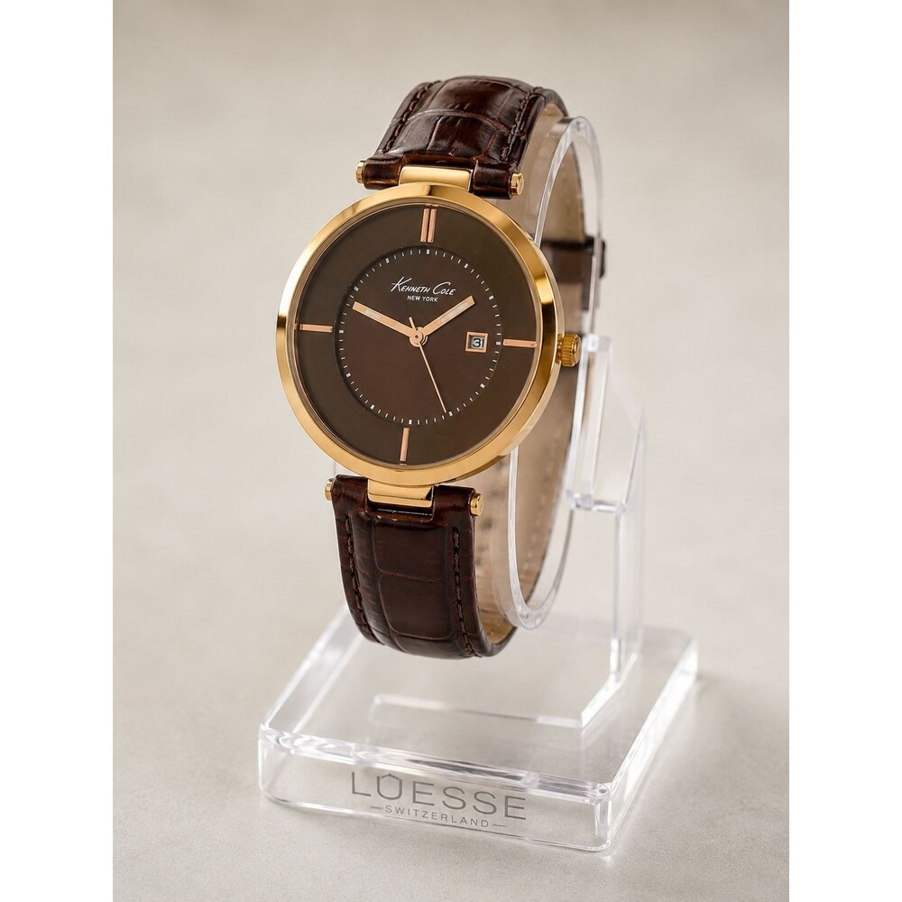 Kenneth Cole New York KC2597 Womens Watch Brown Face Gold Dial New Battery